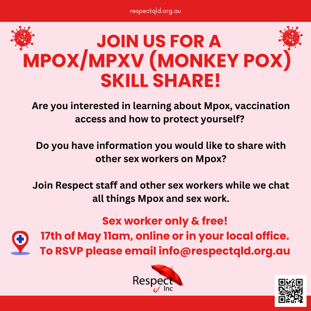 Mpox info for Sex Workers – updated April 2023 | Respect QLD