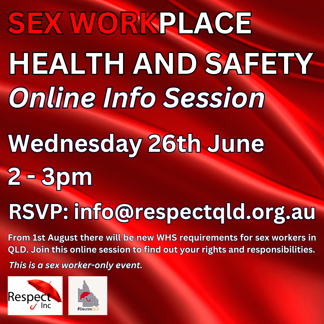 Sex Work Health and Safety information session – Online